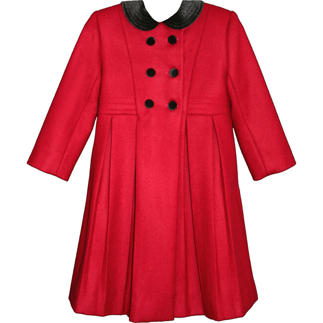 Classic Holiday Wool Coat, Red - Wool Coats - 1
