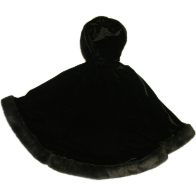 Faux Fur Hooded Cape, Black - Fur & Faux Fur Coats - 2