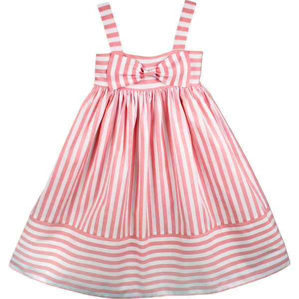 Summer Bow Dress, Coral Stripe - Isabel Garreton Dresses | Maisonette