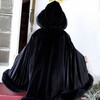Faux Fur Hooded Cape, Black - Fur & Faux Fur Coats - 4