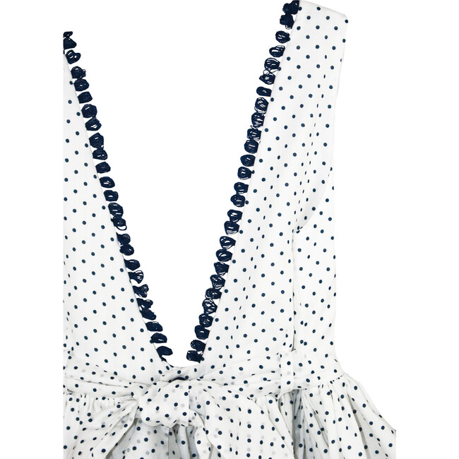 V-Back Dress, Navy Cotton Polka Dot - Isabel Garreton Dresses | Maisonette