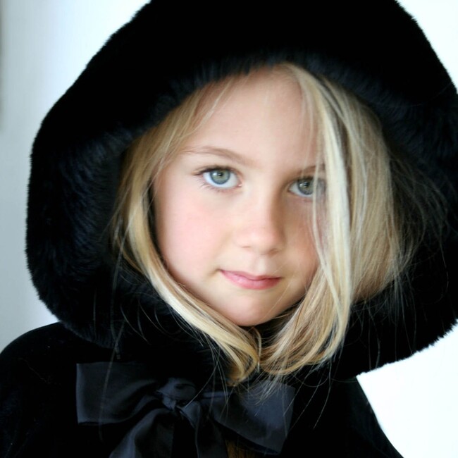Faux Fur Hooded Cape, Black - Fur & Faux Fur Coats - 6