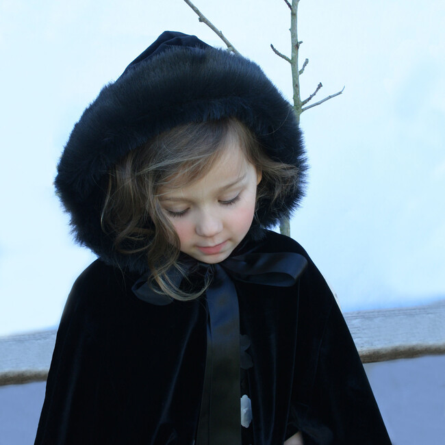 Faux Fur Hooded Cape, Black - Fur & Faux Fur Coats - 7