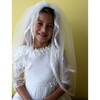Gathered Veil with Delicate Lace Trim, White - Hair Accessories - 4