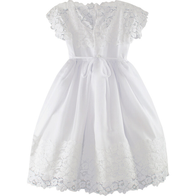knee length dresses for ladies Vintage Ivory Cotton Eyelet Lace Cap Sleeves Flower Girl Dress