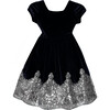 Sparkle Cap Sleeve Velvet Dress with Sequins Hem - Dresses - 1 - thumbnail