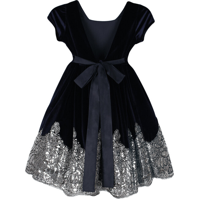 Sparkle Cap Sleeve Velvet Dress with Sequins Hem - Dresses - 2