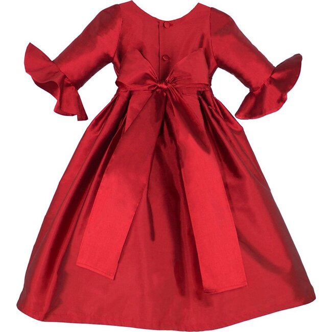 Ruffle Cuff Dress, Taffeta Red - Dresses - 2