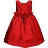 Silk with Velvet Roses Girls Dress, Red - Dresses - 1 - thumbnail