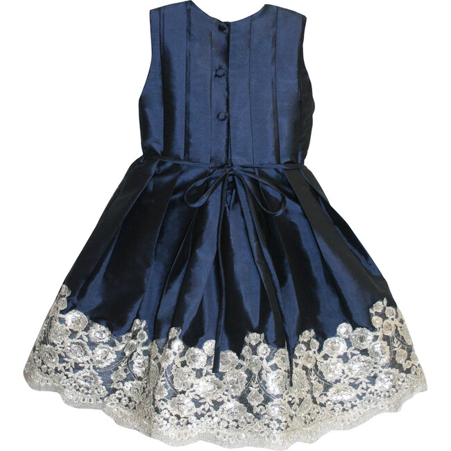 Pleated Taffeta Dress, Navy - Dresses - 2