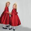 Ruffle Cuff Dress, Taffeta Red - Dresses - 5