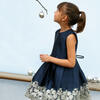 Pleated Taffeta Dress, Navy - Dresses - 3