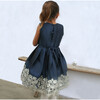 Pleated Taffeta Dress, Navy - Dresses - 4