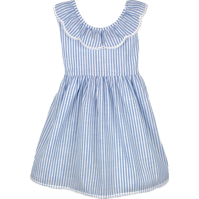Ruffle V-back Sundress, Light Blue Stripe - Isabel Garreton Dresses ...