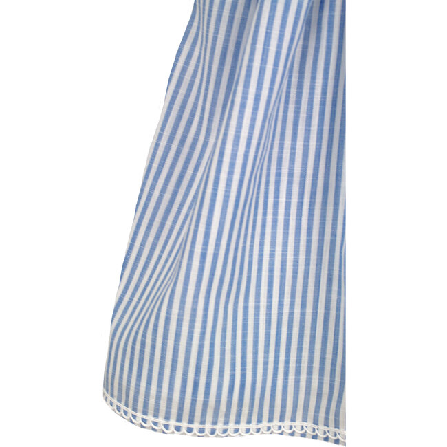 Ruffle V-back Sundress, Light Blue Stripe - Dresses - 3