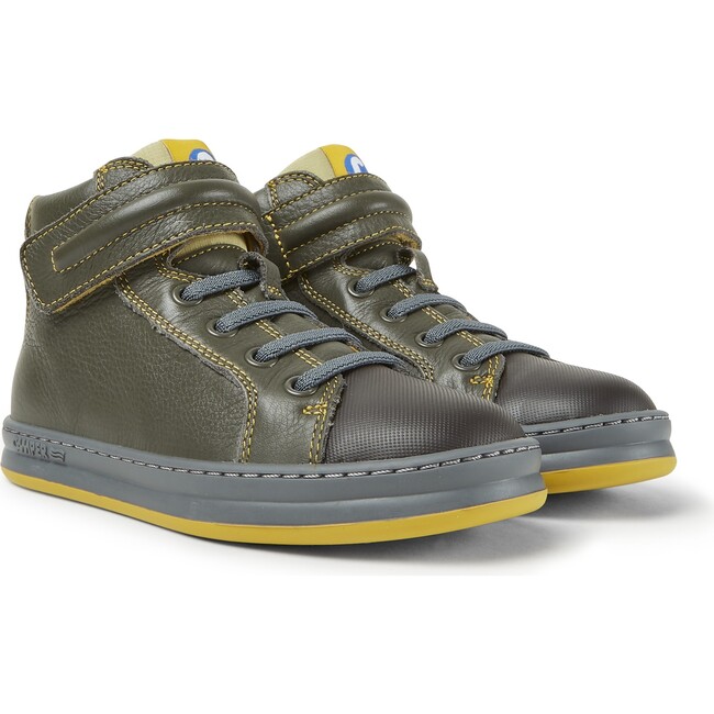 Kids Runner Four Leather Sneaker Boot, Green