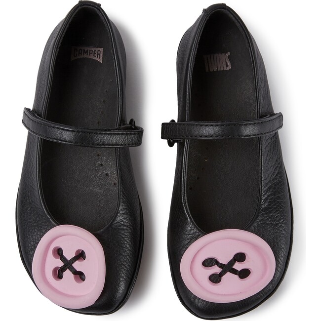 Girls TWS Leather Ballerina, Black - Sandals - 1