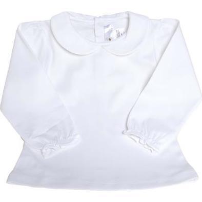 Round Collar Long Sleeve Shirt, White