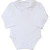 Pointed Collar Long Sleeve Onesie, White - Onesies - 1 - thumbnail