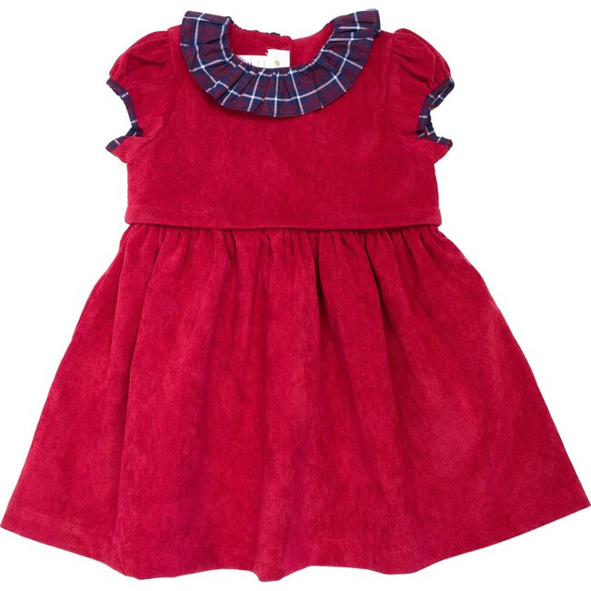 Holiday Plaid Corduroy Dress, Red - Mixed Apparel Set - 1