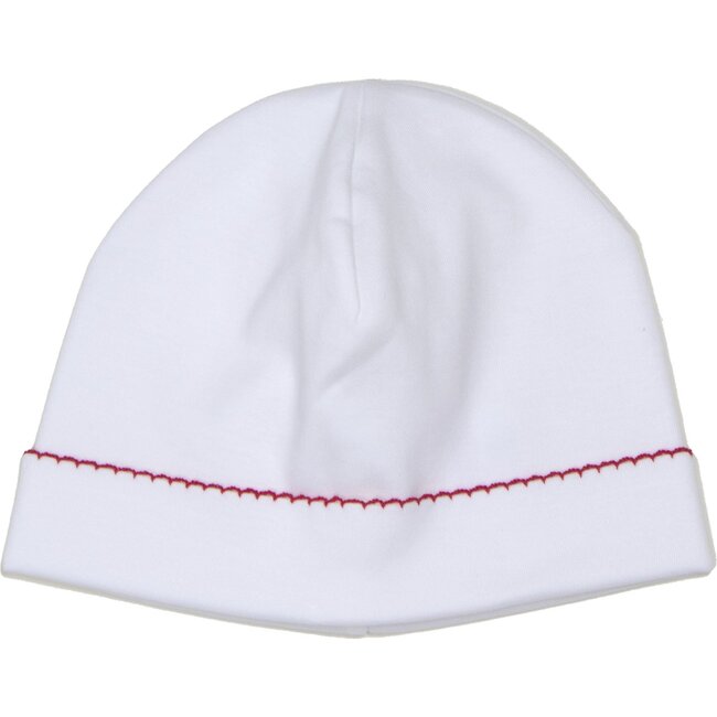 Hat with Red Trim, White