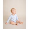 Long Sleeve Jersey Bubble Romper, Light Blue - Rompers - 2