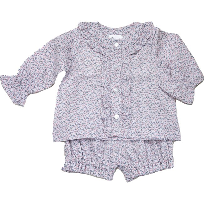 Floral Ruffle Blouse Set, Pink Multi