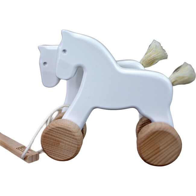 Double Horse Pull Toy, White