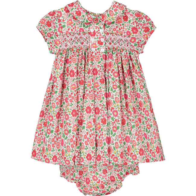 Ember Liberty Fabric Baby Dress, Red & Green - Dresses - 1