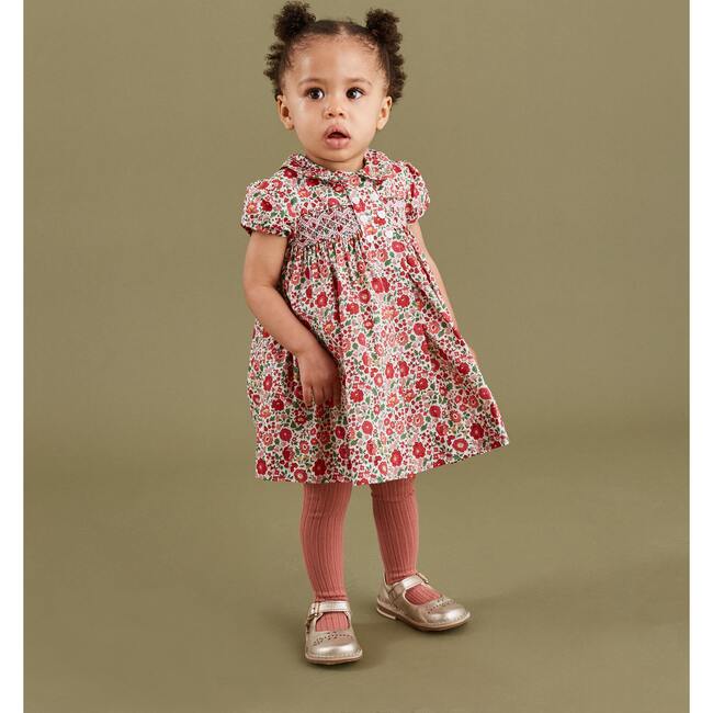 Ember Liberty Fabric Baby Dress, Red & Green - Dresses - 2