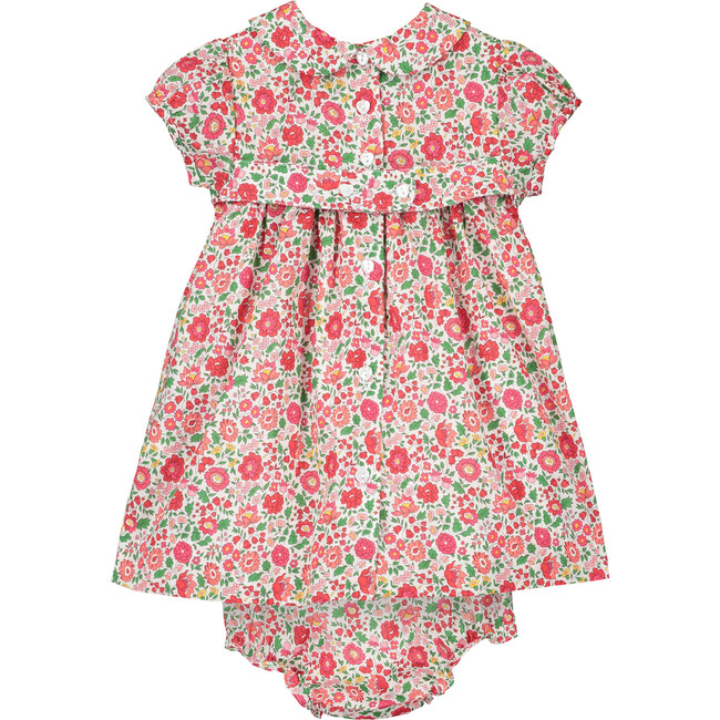 Ember Liberty Fabric Baby Dress, Red & Green - Dresses - 3