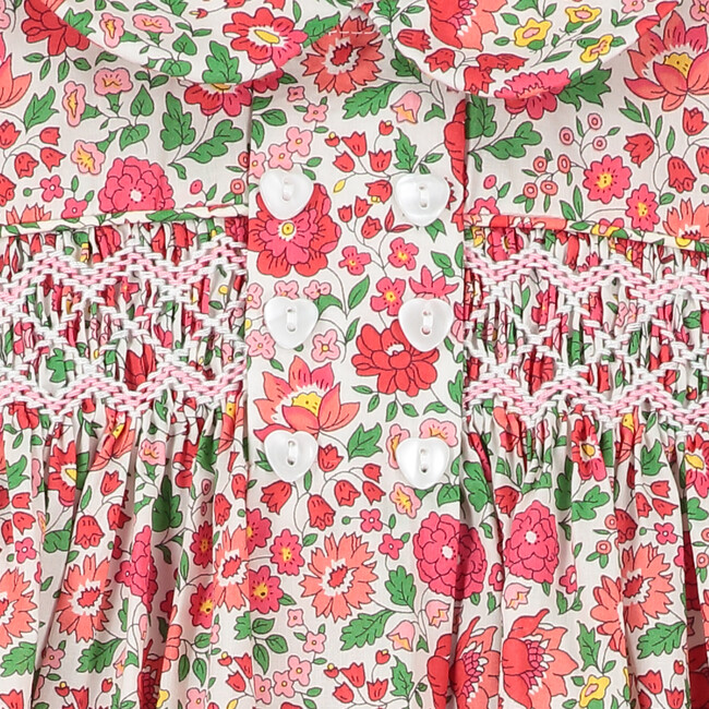 Ember Liberty Fabric Baby Dress, Red & Green - Dresses - 4