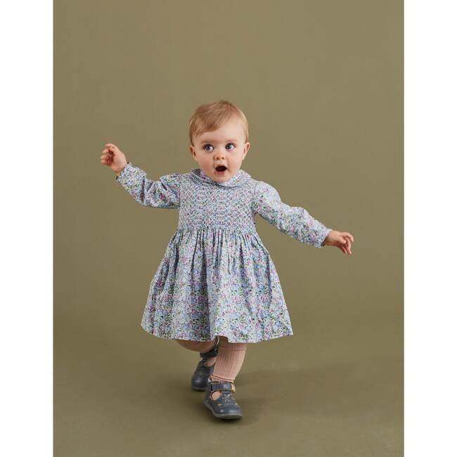 Eloise Smocked Baby Dress, Blue - Dresses - 2
