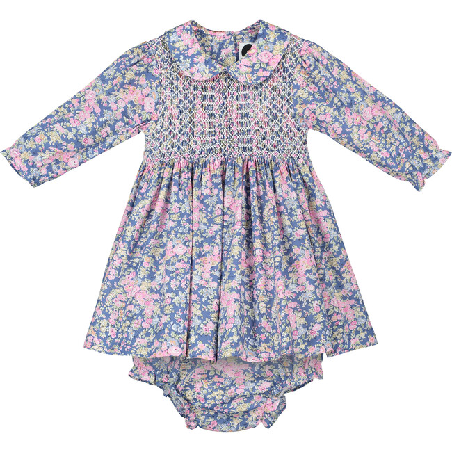 Vera Liberty Fabric Baby Dress, Pink & Navy