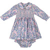 Vera Liberty Fabric Baby Dress, Pink & Navy - Dresses - 1 - thumbnail