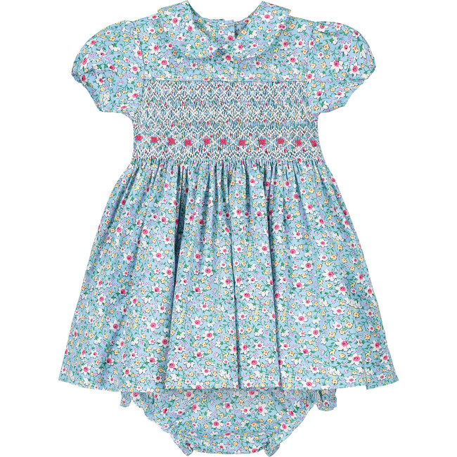 Valerie Smocked Baby Dress, Blue - Dresses - 1