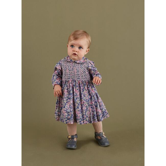 Vera Liberty Fabric Baby Dress, Pink & Navy