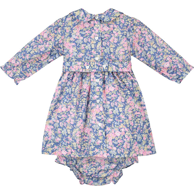 Vera Liberty Fabric Baby Dress, Pink & Navy - Dresses - 3