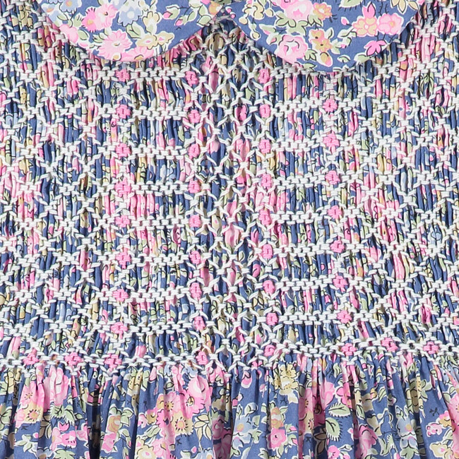 Vera Liberty Fabric Baby Dress, Pink & Navy - Dresses - 4