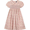 Anna Smocked Dress, Pink & Beige - Dresses - 1 - thumbnail