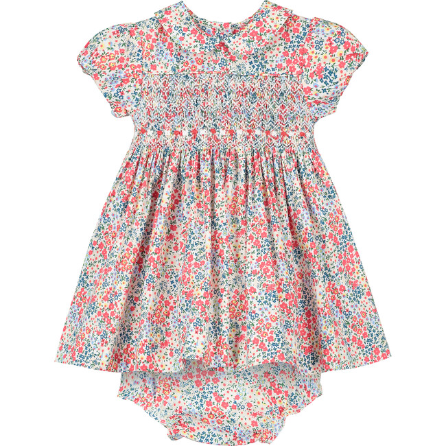 Amara Smocked Baby Dress, Pink & Blue