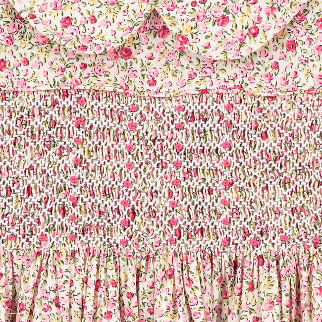 Anna Smocked Dress, Pink & Beige - Dresses - 4