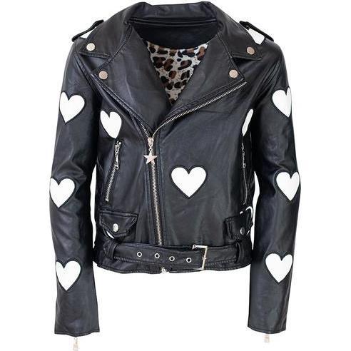 I Heart You Vegan Leather Jacket, Black - Jackets - 1