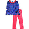 Red Flowers Scalloped Knit Legging Set, Navy - Mixed Apparel Set - 1 - thumbnail
