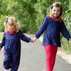 Red Flowers Scalloped Knit Legging Set, Navy - Mixed Apparel Set - 2