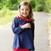Red Flowers Scalloped Knit Legging Set, Navy - Mixed Apparel Set - 3