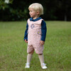Check Shortall with Navy Knit Shirt, Coral - Mixed Apparel Set - 2