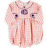 Check Bubble with Navy Trim, Coral - Rompers - 1 - thumbnail