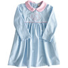 Striped Knit Dress with Pink Collar, Sky Blue - Dresses - 1 - thumbnail