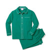 Women's Flannel Pajamas, Forest Green & Double Piping - Pajamas - 1 - thumbnail